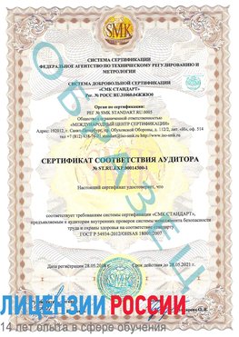 Образец сертификата соответствия аудитора №ST.RU.EXP.00014300-1 Нижнекамск Сертификат OHSAS 18001